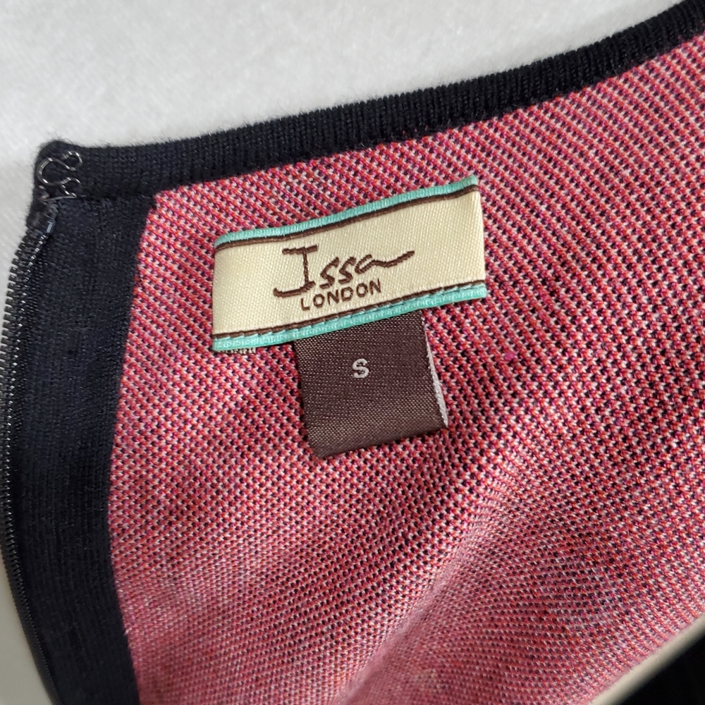 Issa London Black with Pink Orange Poka Dots Sleeveless Sweater Dress Size Small - Picture 6 of 7
